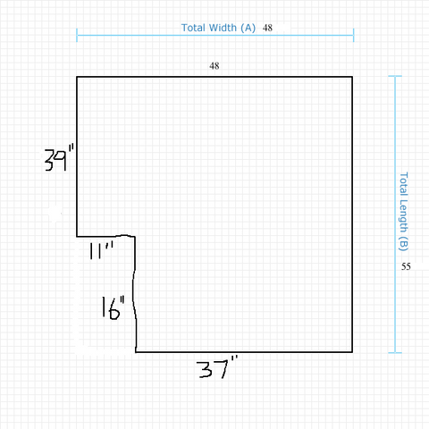 Custom Mat 16a190e4-539c-49ff-ac6c-9f60d202291d - Black Non-Studded 48 x 55 Square / straight edge / not aerated