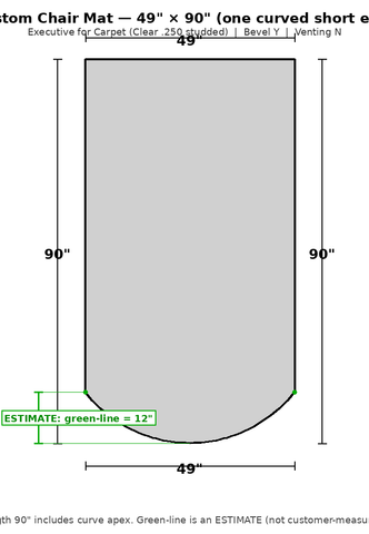 Custom Chair Mat | Executive for Carpet (Clear) | Bevel Y | Venting N