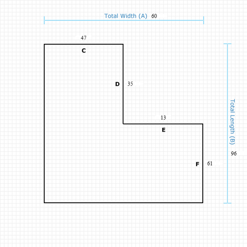 Custom Mat 60ffd7ef-e1d1-4f88-8926-c906f3a36fd4 - Executive 60 x 96 Extension Right / beveled / not aerated