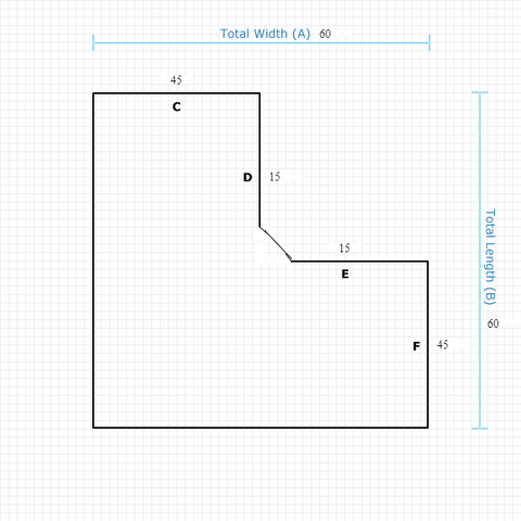 Custom Mat 93e0af67-651b-452c-8bd7-ee33c94d096a - Executive 60 x 60 Extension Right / beveled / aerated